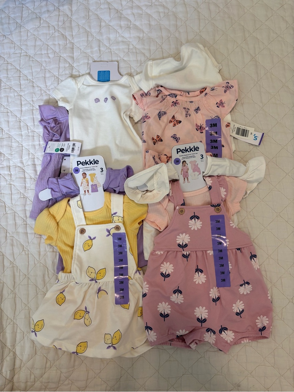 Pekkle and Carters 3 month baby girl clothing bundle BNWT